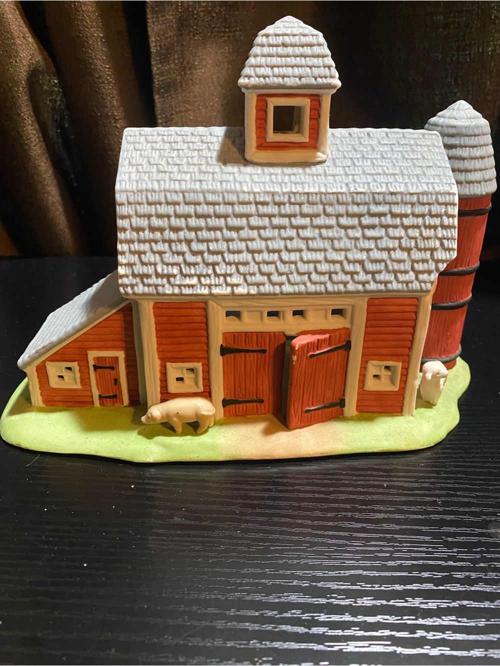 PartyLite Farm Barn & Silo Ceramic Tealight Candle Holder